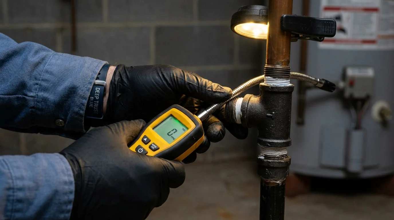 Gas leak detection with electronic sniffer by Johns Plumbing LLC in Iraan