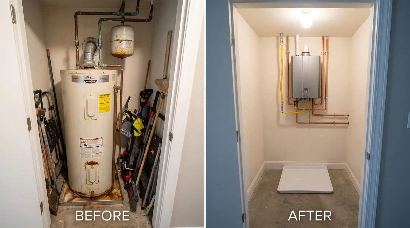 Tank water heater versus wall-mounted tankless unit comparison for Iraan, TX homeowners