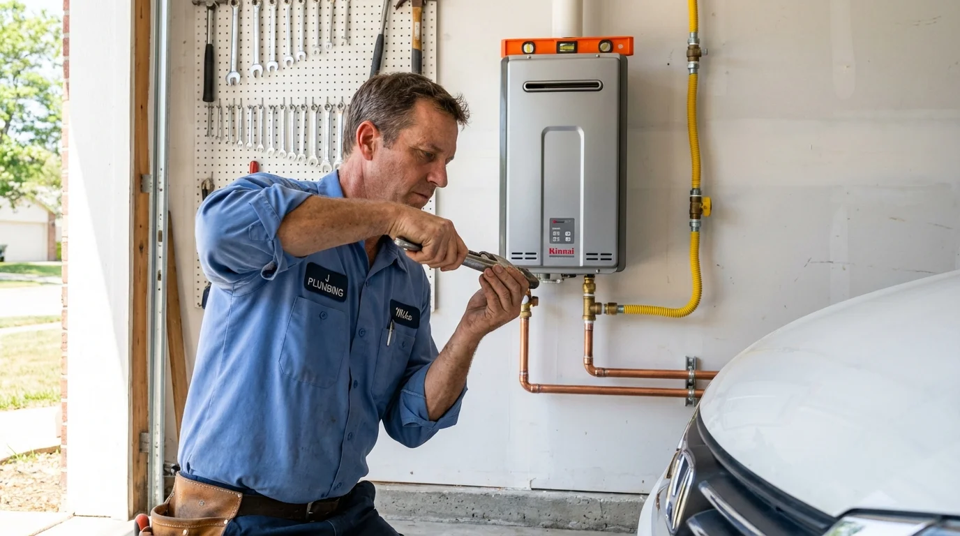 Tankless water heater installation by a Johns Plumbing LLC plumber in Iraan